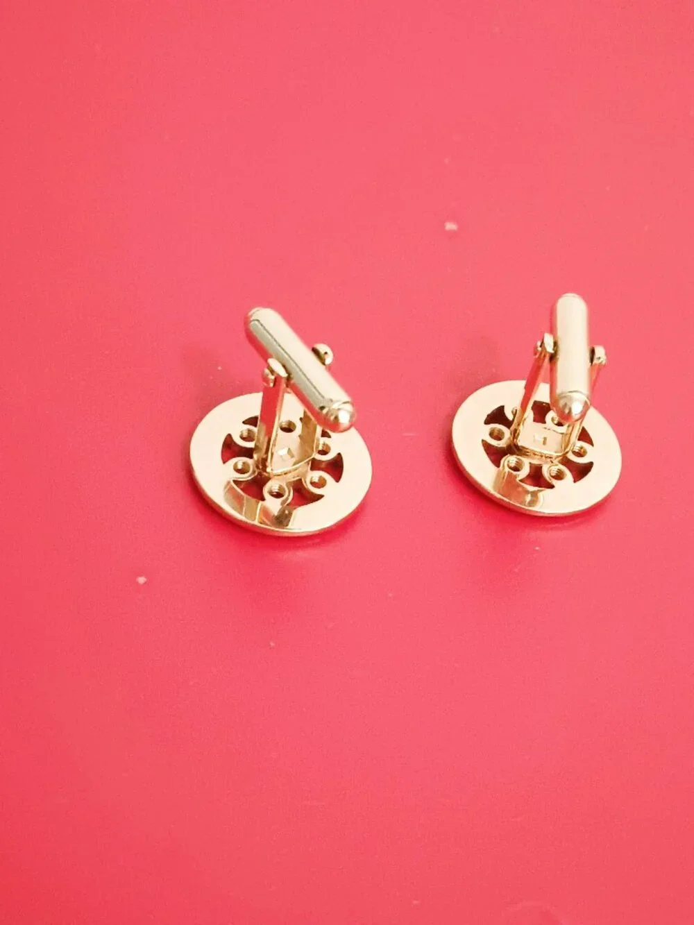 Anson Vintage Open Work Cufflinks Brushed Gold Tone Round